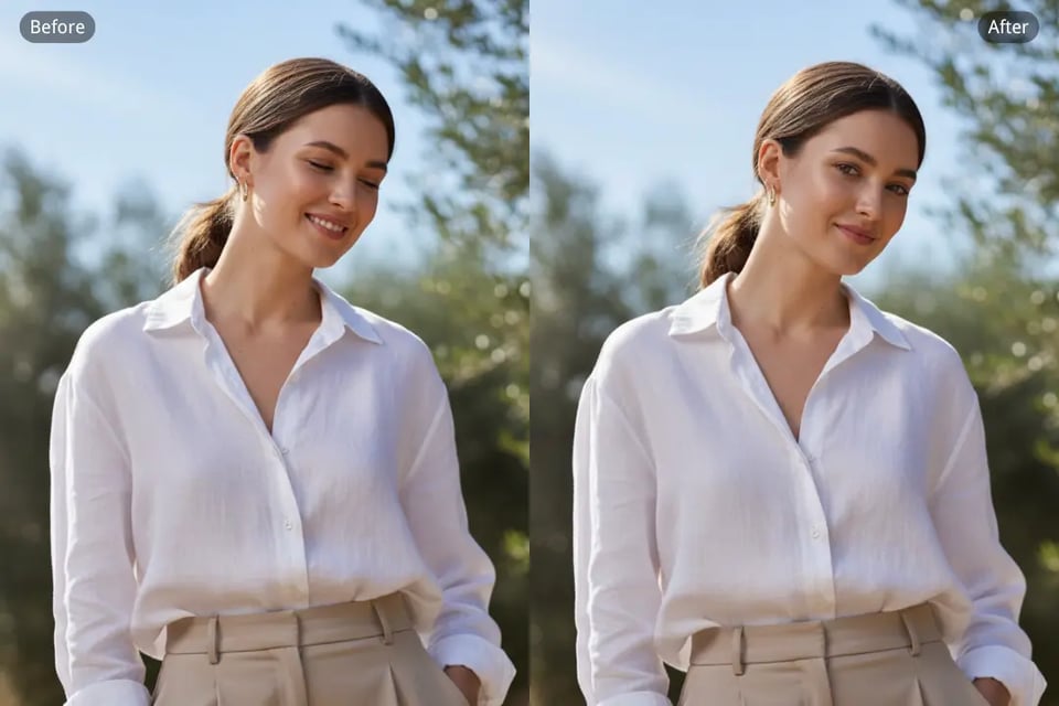 Correct Blinking or Squinting Eyes in Photo for Clear, Bright Expressions