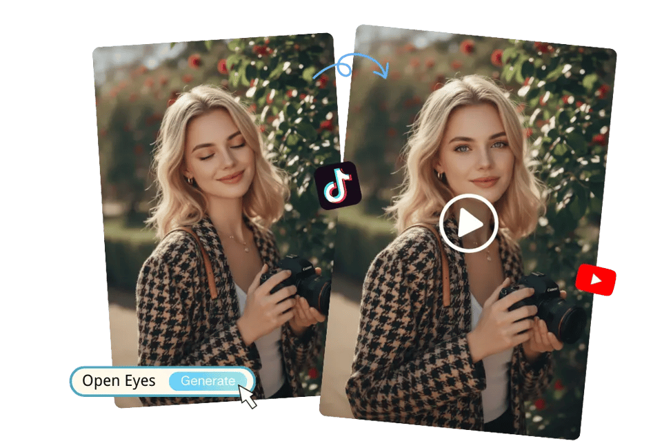 Convert Closed Eyes to Open Eyes in Motion for Cinematic Short Clips