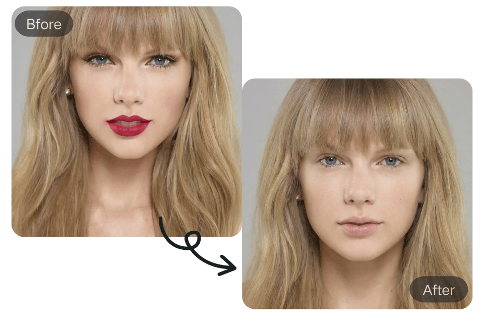 Compare Makeup vs No Makeup on the Same Face