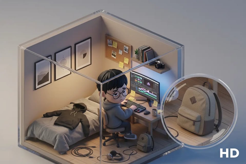 High-Detail 3D Mini Rooms with Realistic Materials and Depth