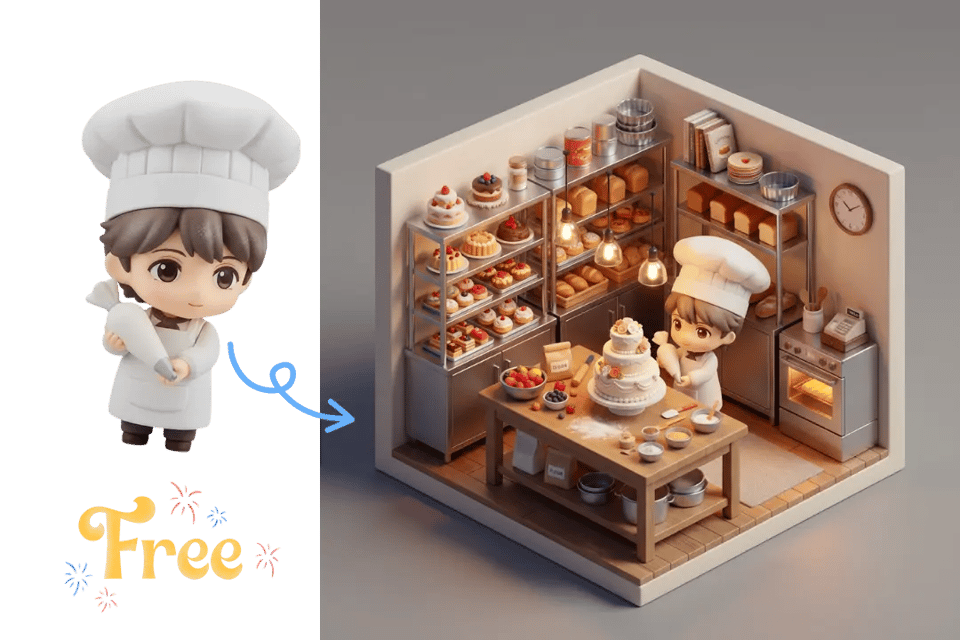 Bring Chibi Figurine Characters into Your Free 3D Miniature Isometric Room