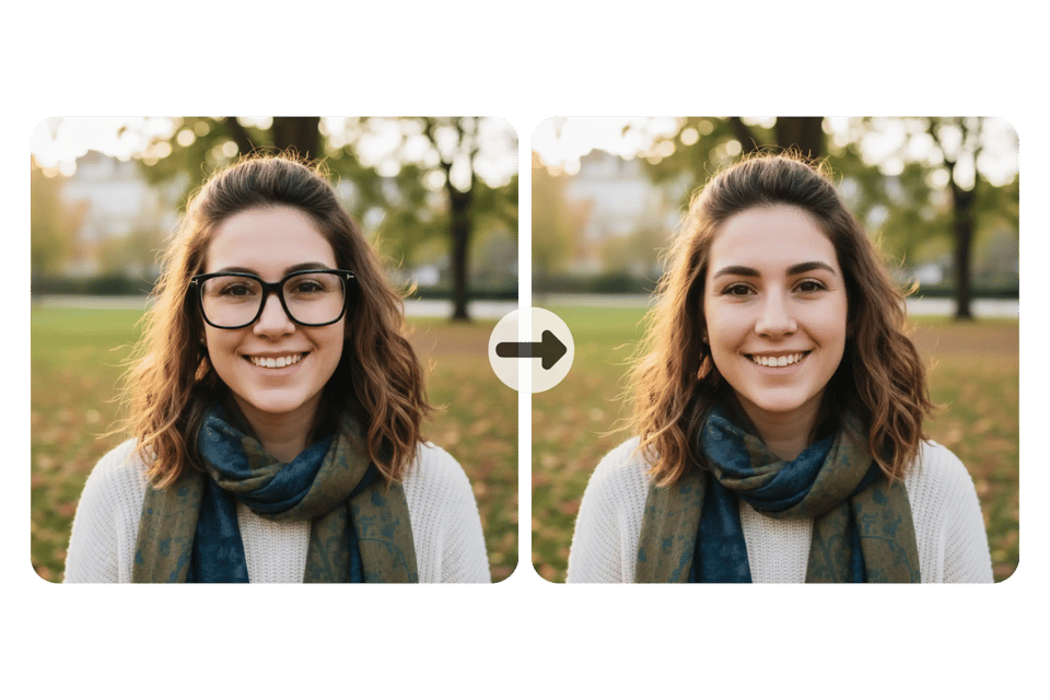 One-Click AI to Remove Glasses from Photo