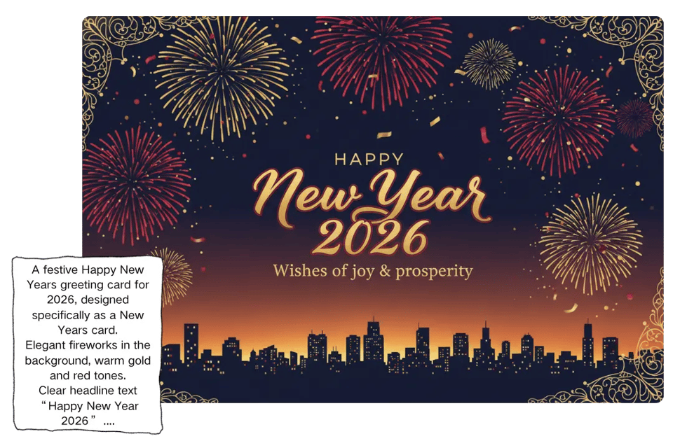 Create New year Cards Instantly from Simple Prompts