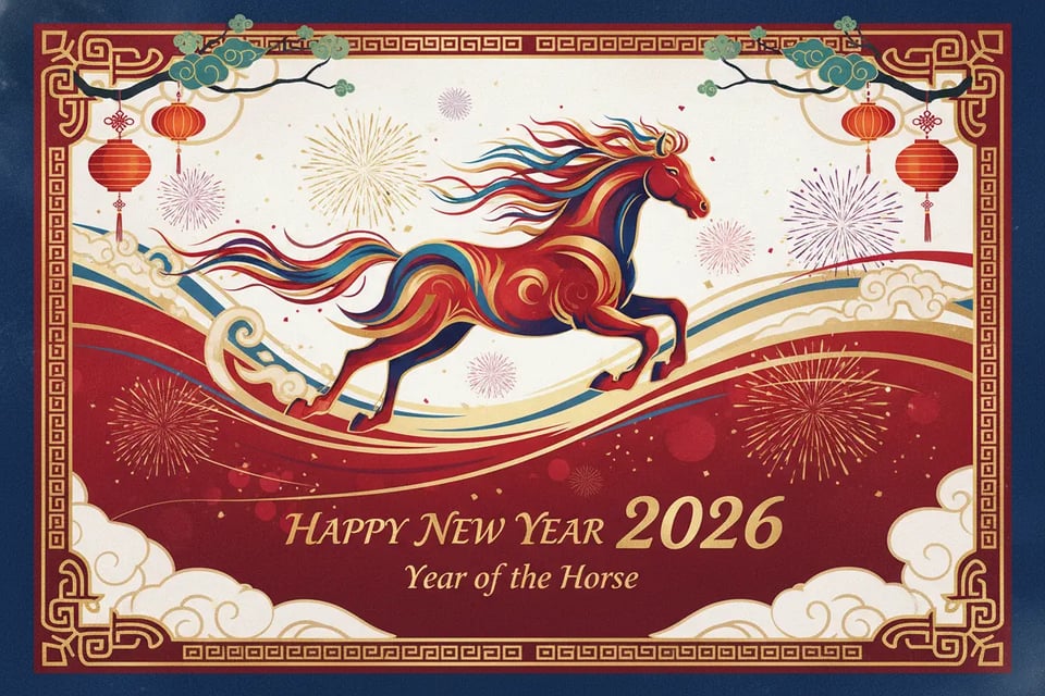 Create 2026 Year of the Horse New year Cards