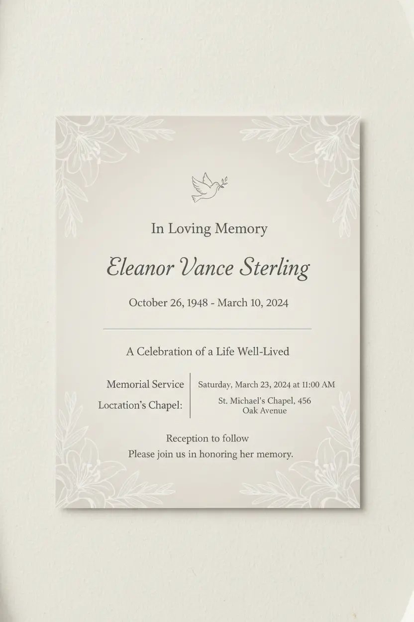 Invitaciones para Servicios Conmemorativos