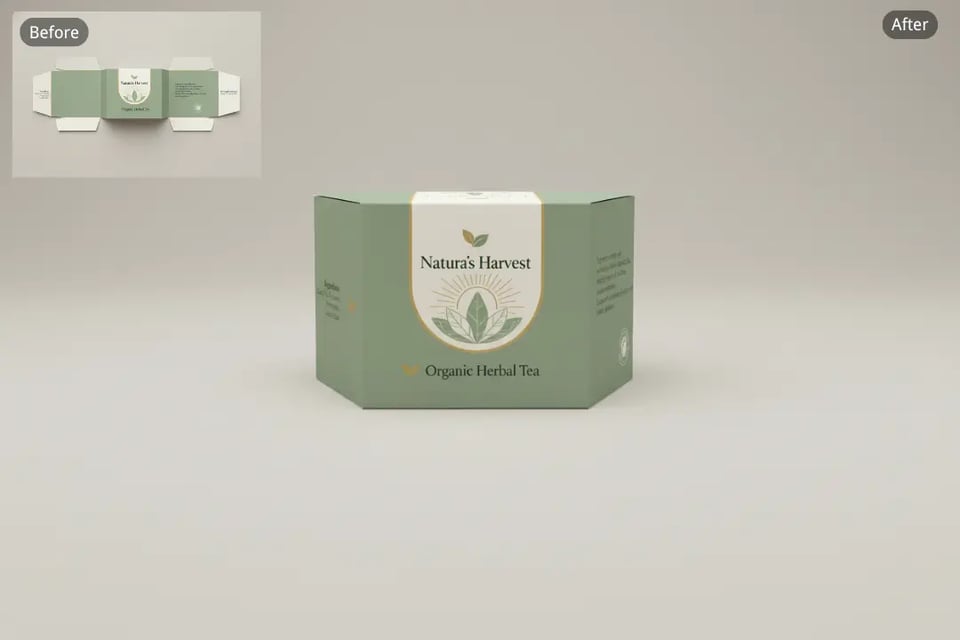 Dielines Assembled into 3D Packaging