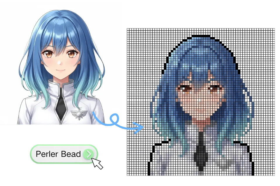 One-Click Perler Bead Pattern Maker from Images