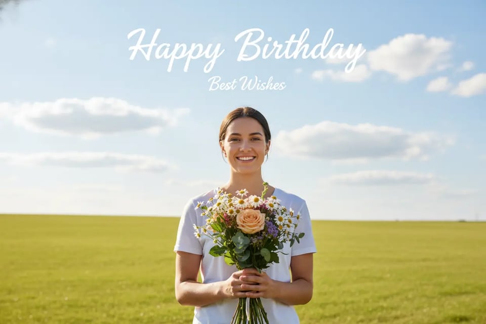 Sunlit Bouquet Floral Birthday Card