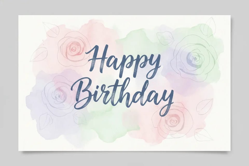 Soft Watercolor Birthday Card Design