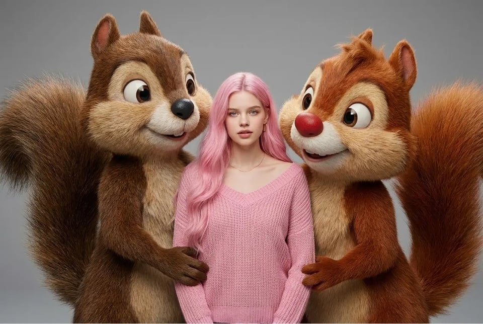 One Scene, One Moment: Childhood Cartoon Characters in a Real Selfie