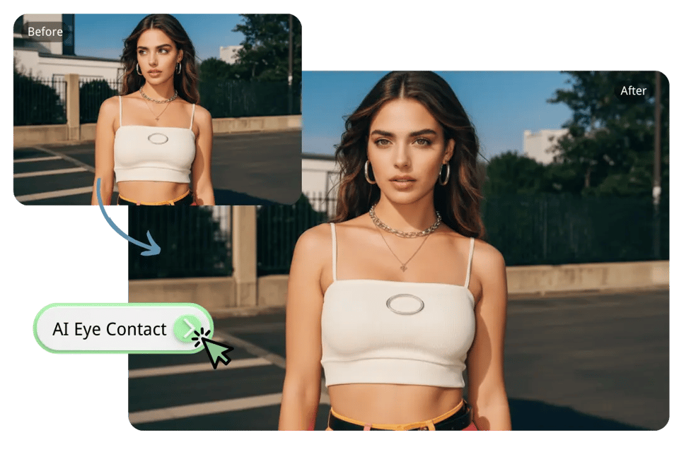 Fix Eye Contact in Photos with Realistic Eye Direction Adjustment