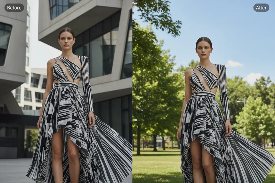 Background Change for Multiple Fashion Scenarios