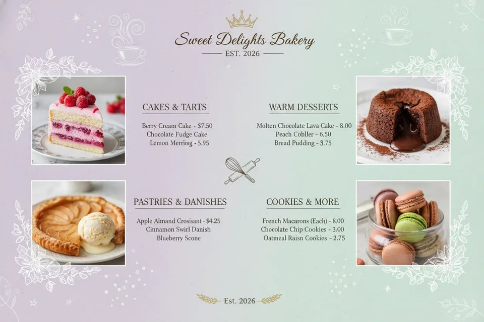 Bakery & Dessert Menus