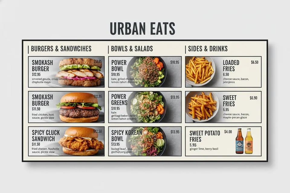Food Truck & Fast Food Menus