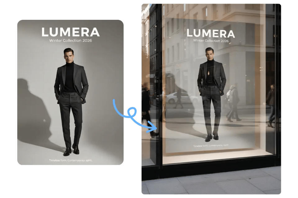 AI Poster Mockup Generator with Photo-Realistic Lighting and Shadows