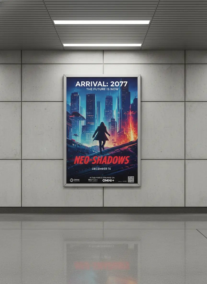 Urban Poster Mockup on a Metro Station Wall