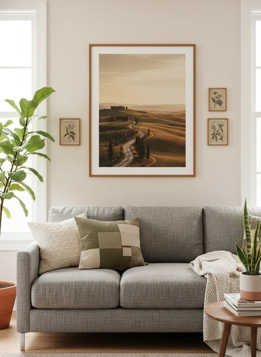 Interior Poster Mockup in a Living Room