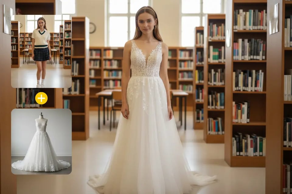 One-Click Virtual Wedding Dress Try-On with Photo Upload
