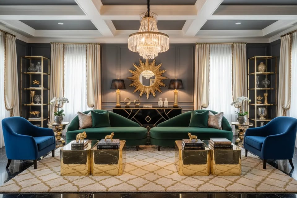 Hollywood Regency Living Room Interior Design