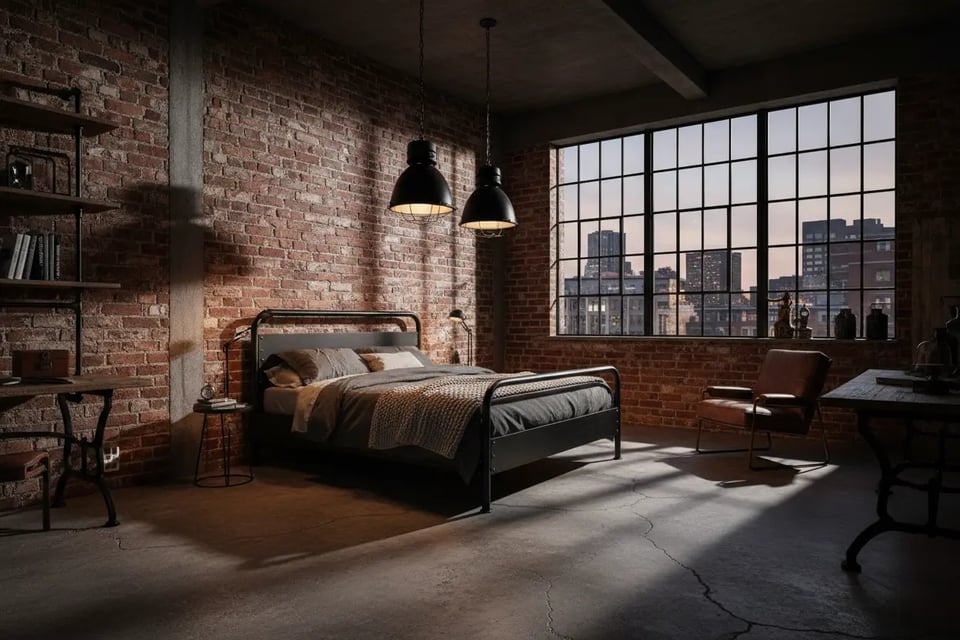 Industrial Loft Bedroom Interior Design