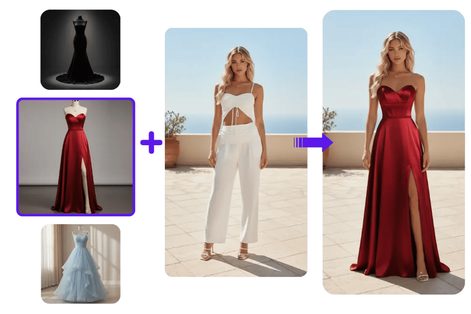 Realistic AI Prom Dress Virtual Try On with Natural Fabric Simulation