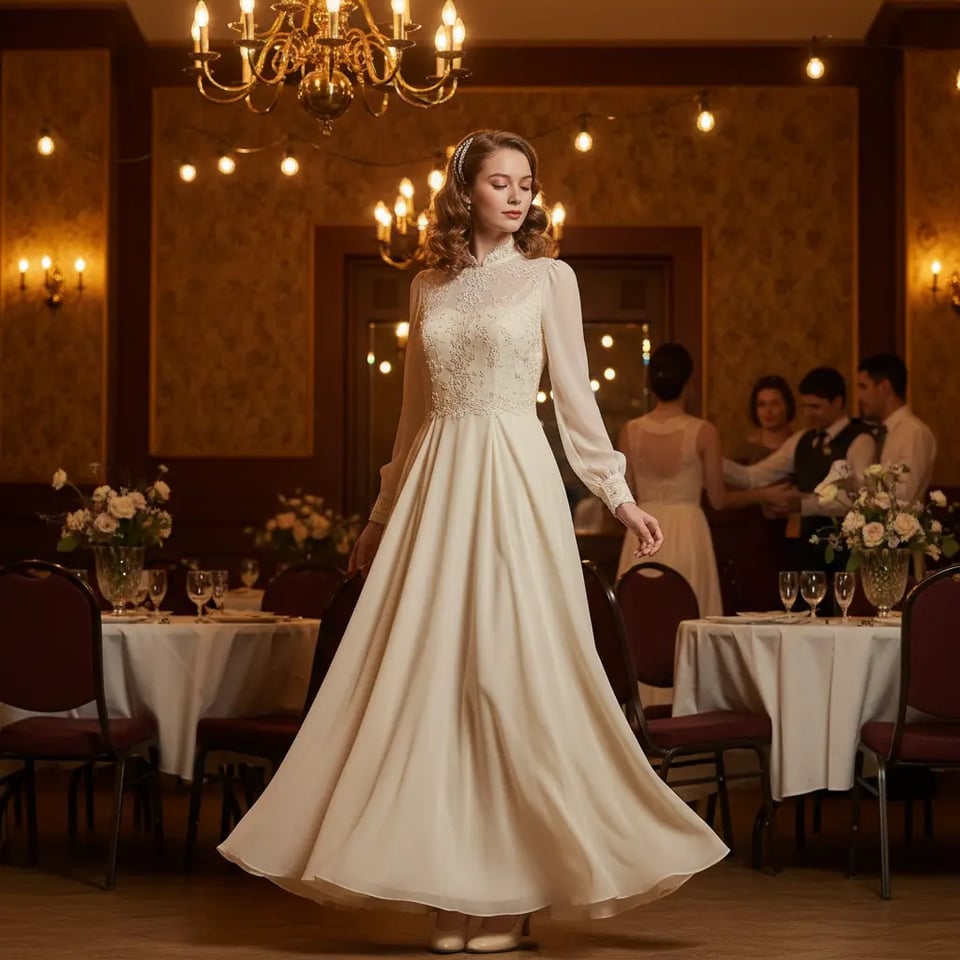 Vintage-Inspired Modest Prom Dress