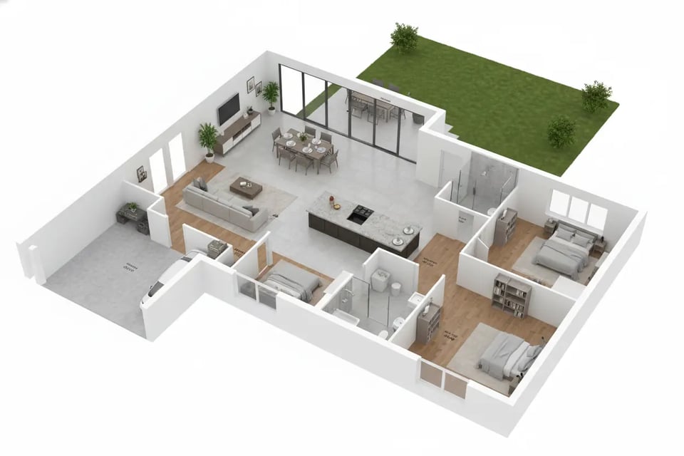 Modern Single-Story House Floor Plan with Garage