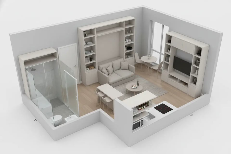 Compact Studio Apartment Floor Plan for Small Spaces