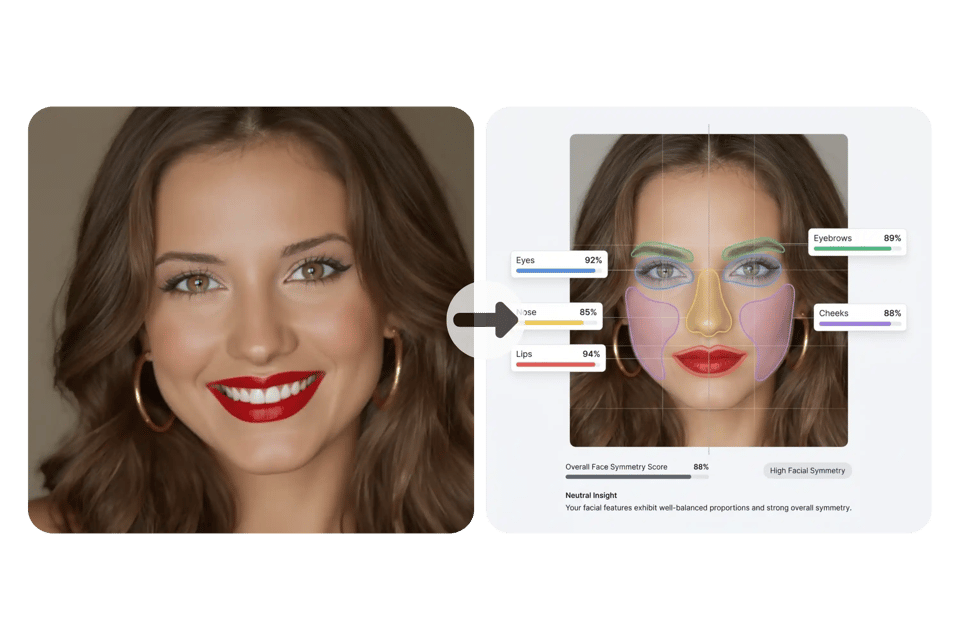Multi-Region Face Rating with Detailed Symmetry Breakdown