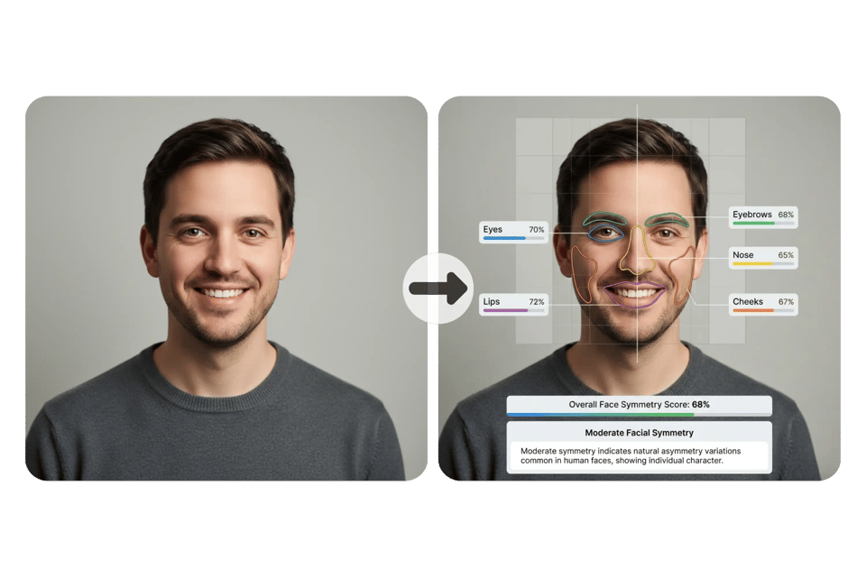 Face Symmetry Beauty Test with Smart Score Interpretation