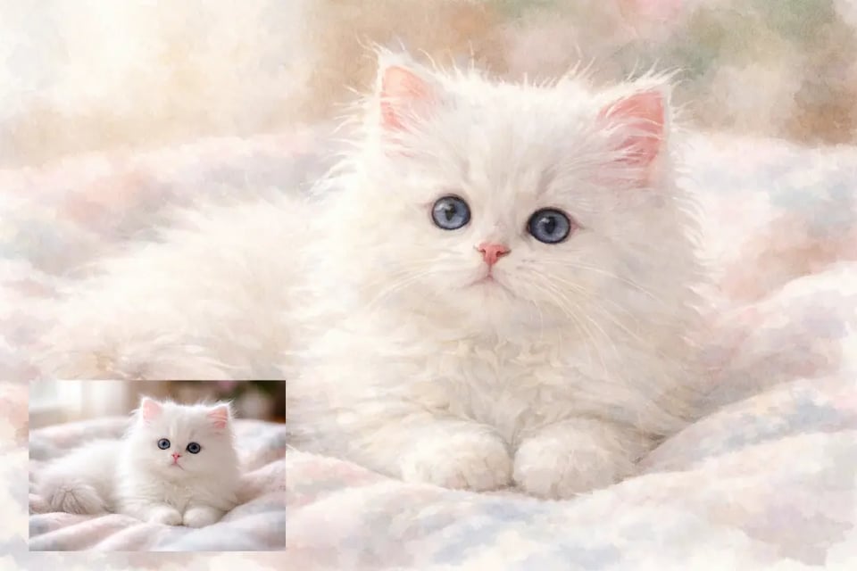 Watercolor Pet Illustration with Soft Brush Texture