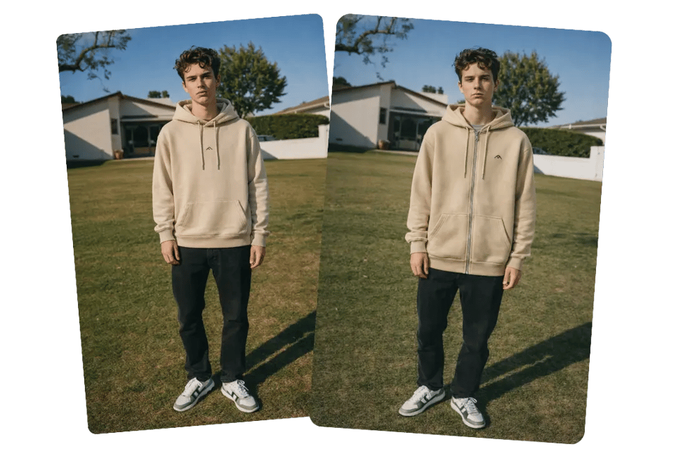 Switch Between Pullover, Zip-Up, and 3D Hoodie Mockup Styles