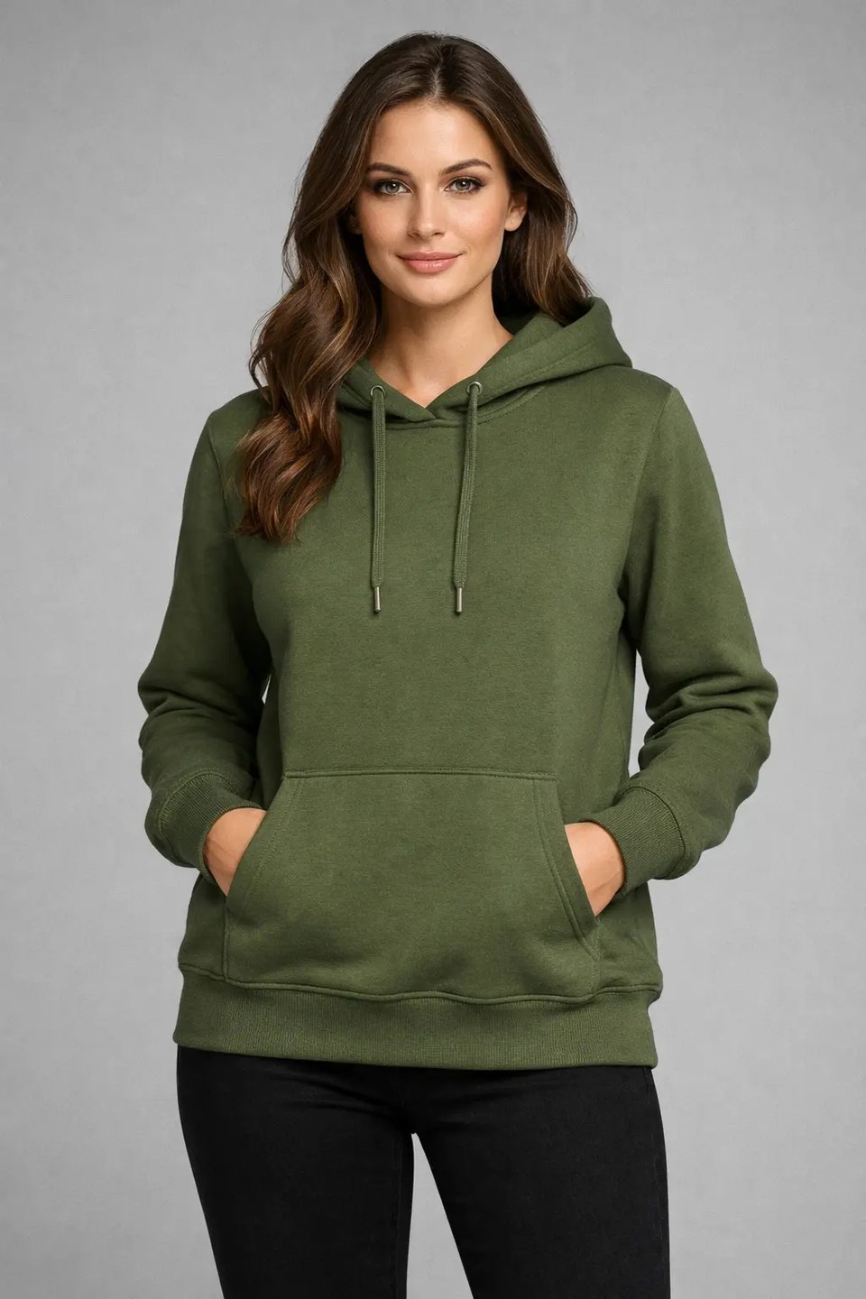 Olive Green Street Hoodie Mockup