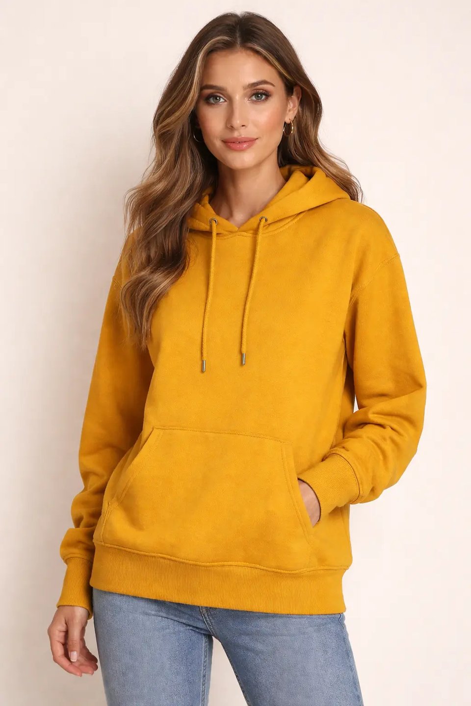 Mustard Yellow Retro Hoodie Mockup