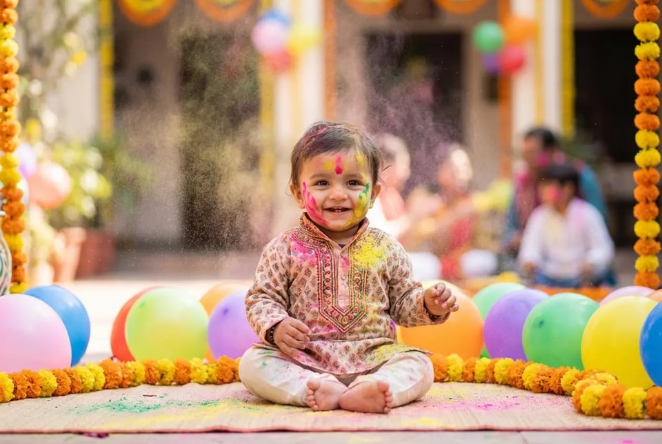 Holi AI Photo Editing Prompt Baby