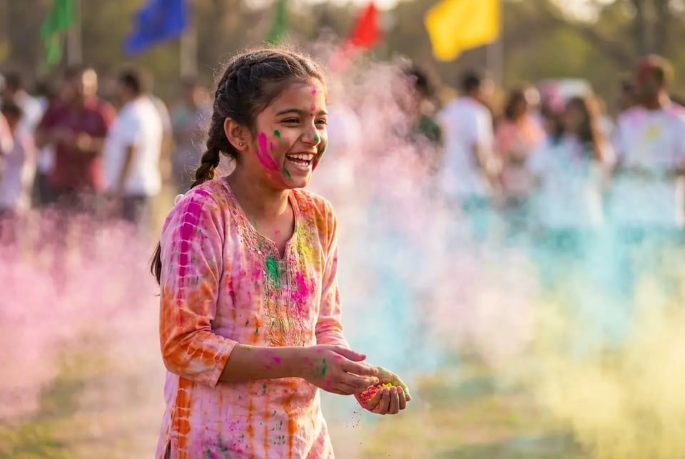 Holi AI Photo Editing Prompt Girl