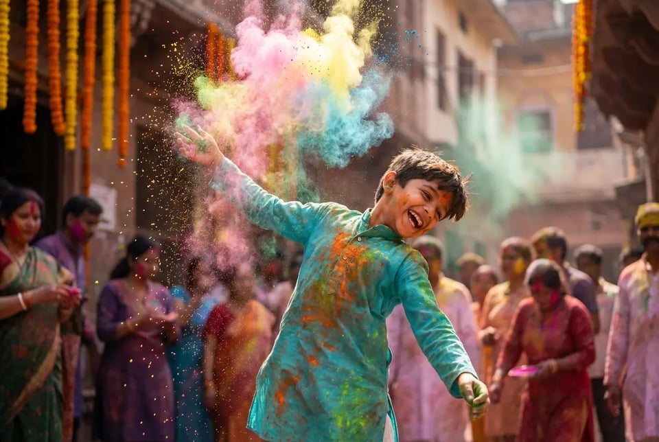 Holi AI Photo Editing Prompt Boy
