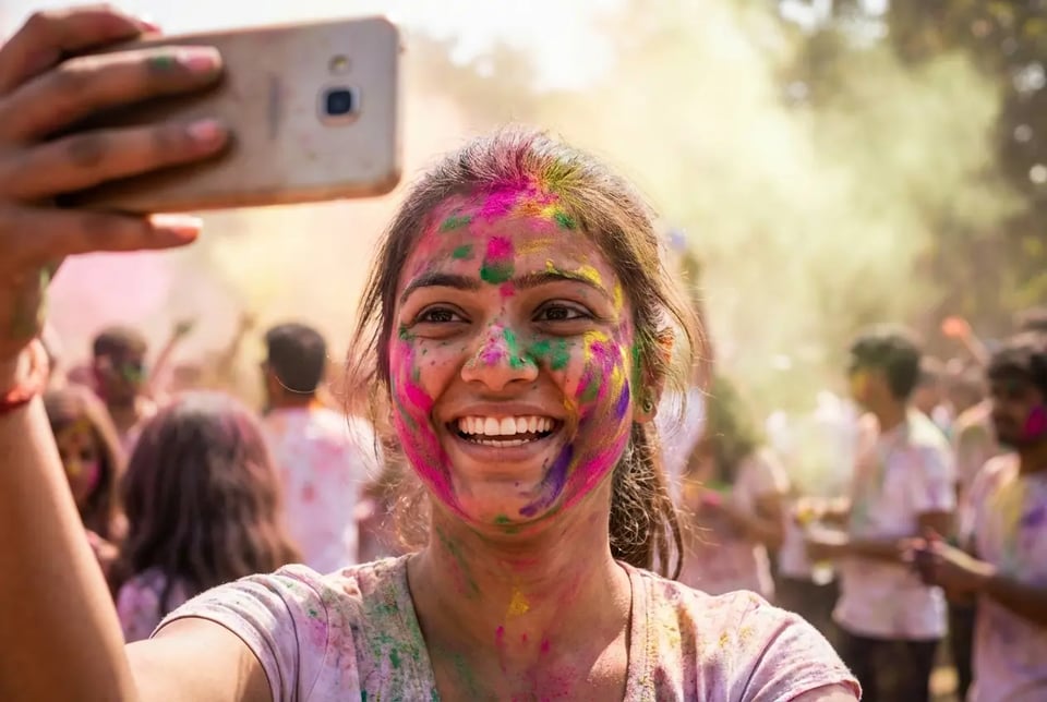 Holi AI Photo Editing Prompt Selfie