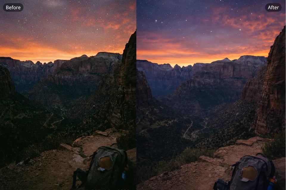 Denoise Travel Photos Captured in Challenging Light