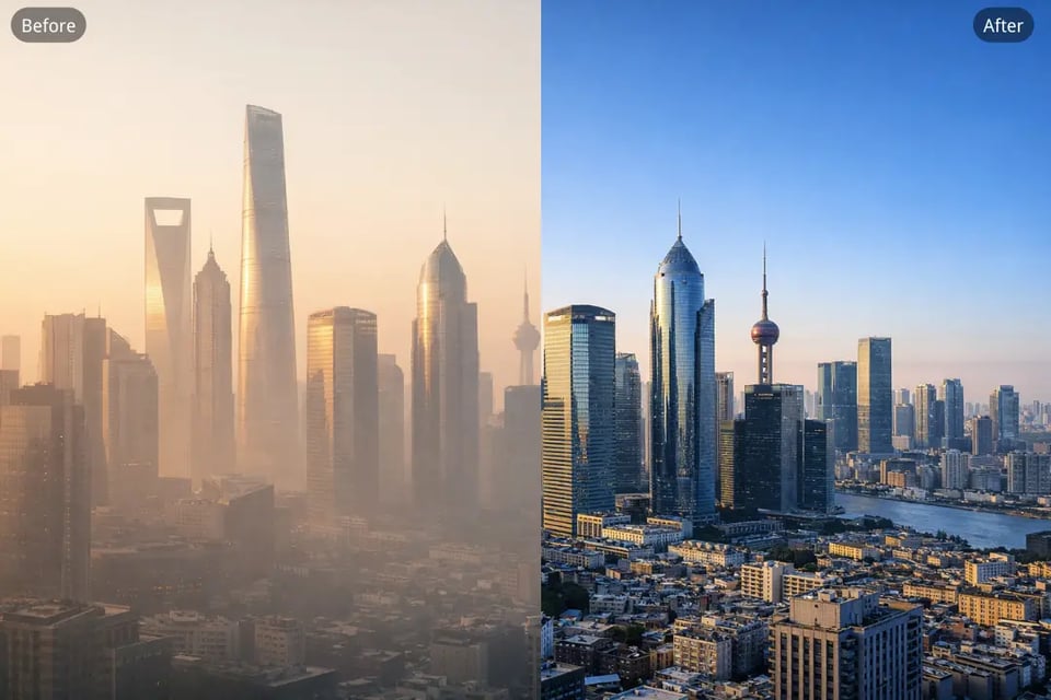 Remove Haze from Photo of City Skylines and Buildings