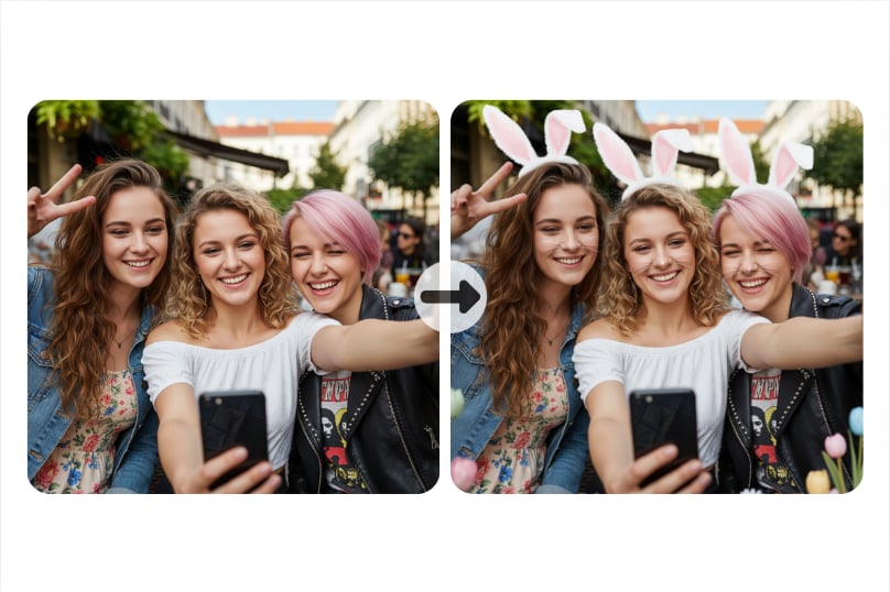 Giving Bunny Ears in Photo with Natural Easter Effects