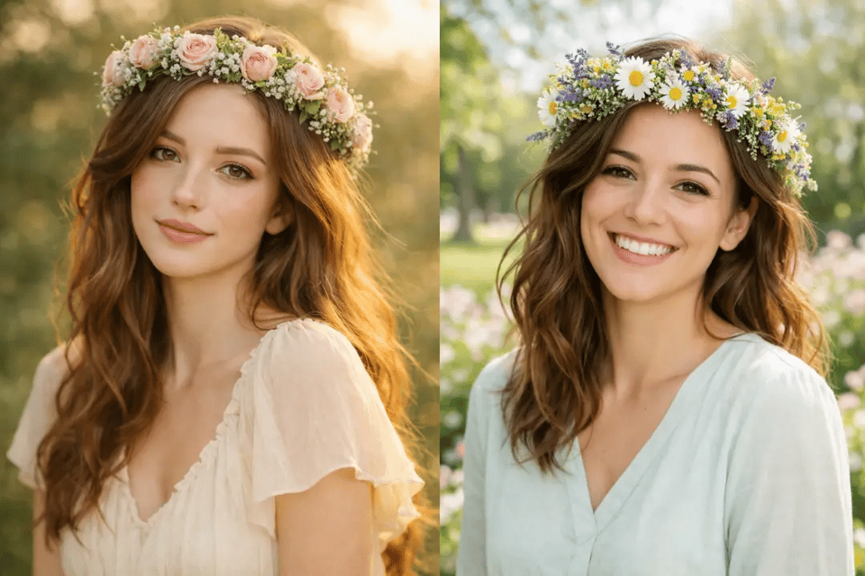 Add Flower Crown to Photo for Softer Romantic and Seasonal Looks