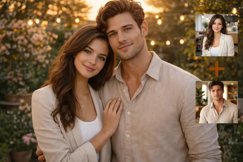 Couple Group Photo from Separate Selfies