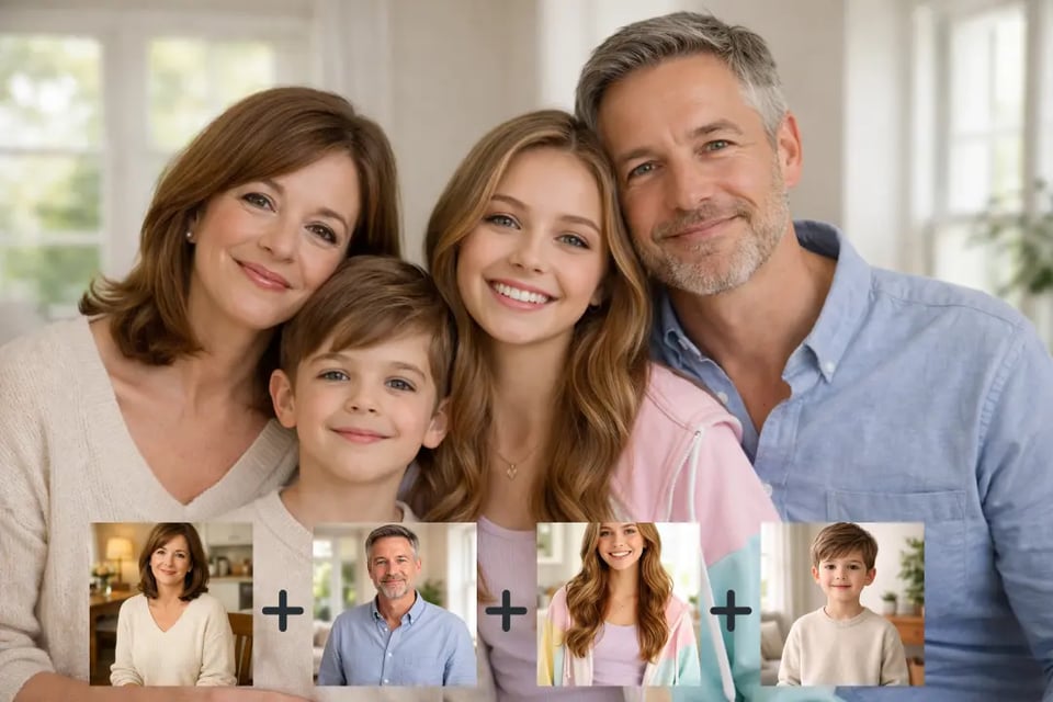 Family Group Photo from Individual Pictures