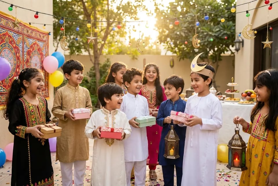 Joyful Kids Eid Scene