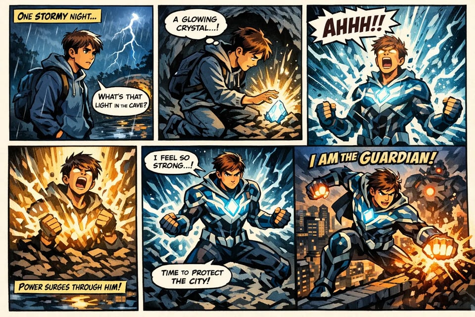 Superhero Origin Comic Stripe