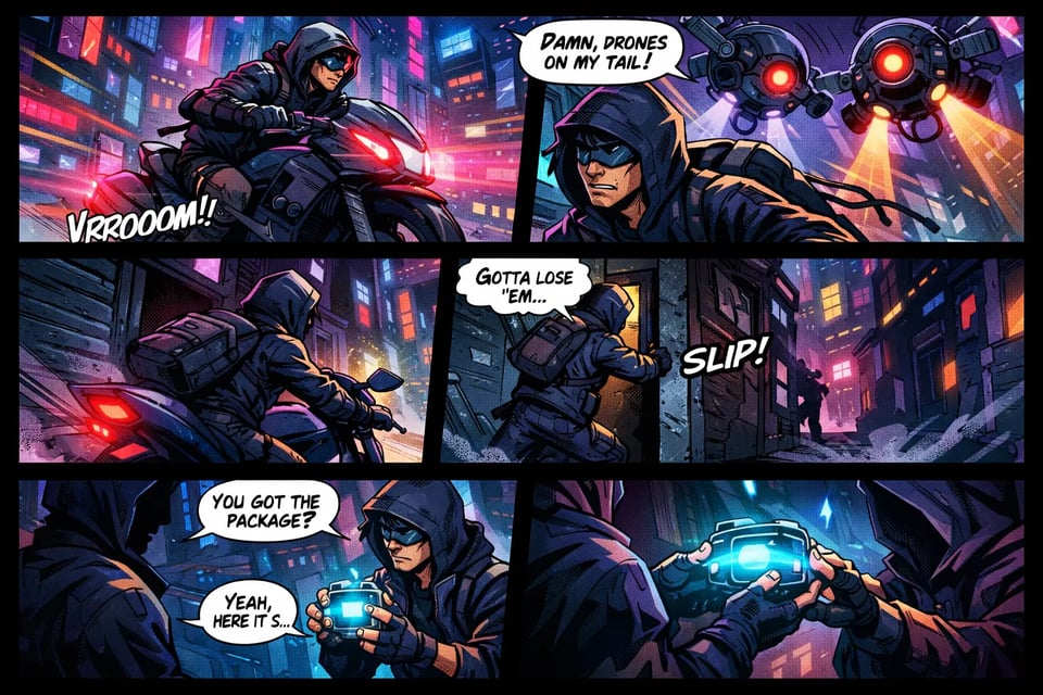 Cyberpunk City Comic Stripe