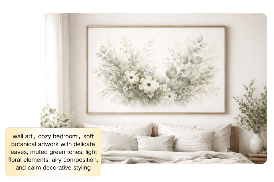 Convierte indicaciones simples en decoraciones elegantes con el generador de arte de pared con IA