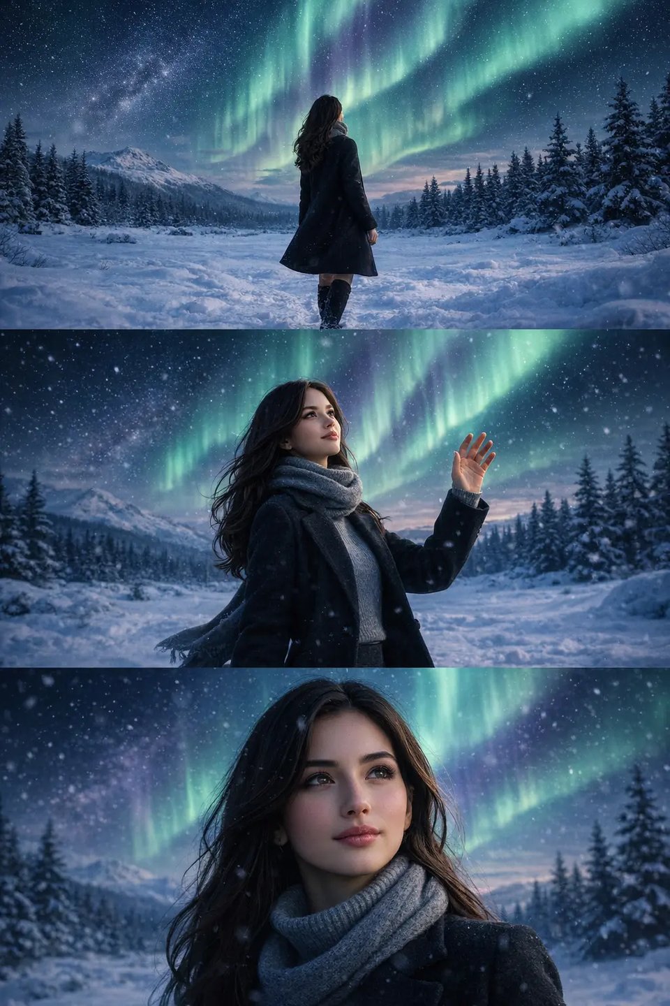 3-Frame Solo Aurora Collage Portrait
