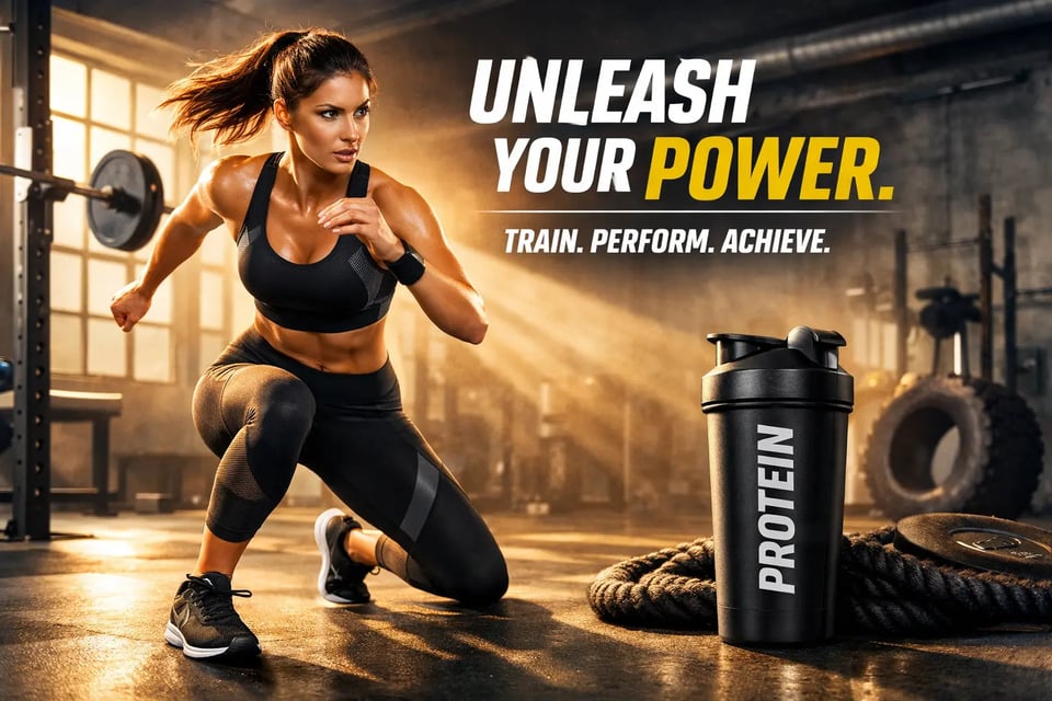 Fitness Advertisements for Activewear, Supplements, and Training Brands